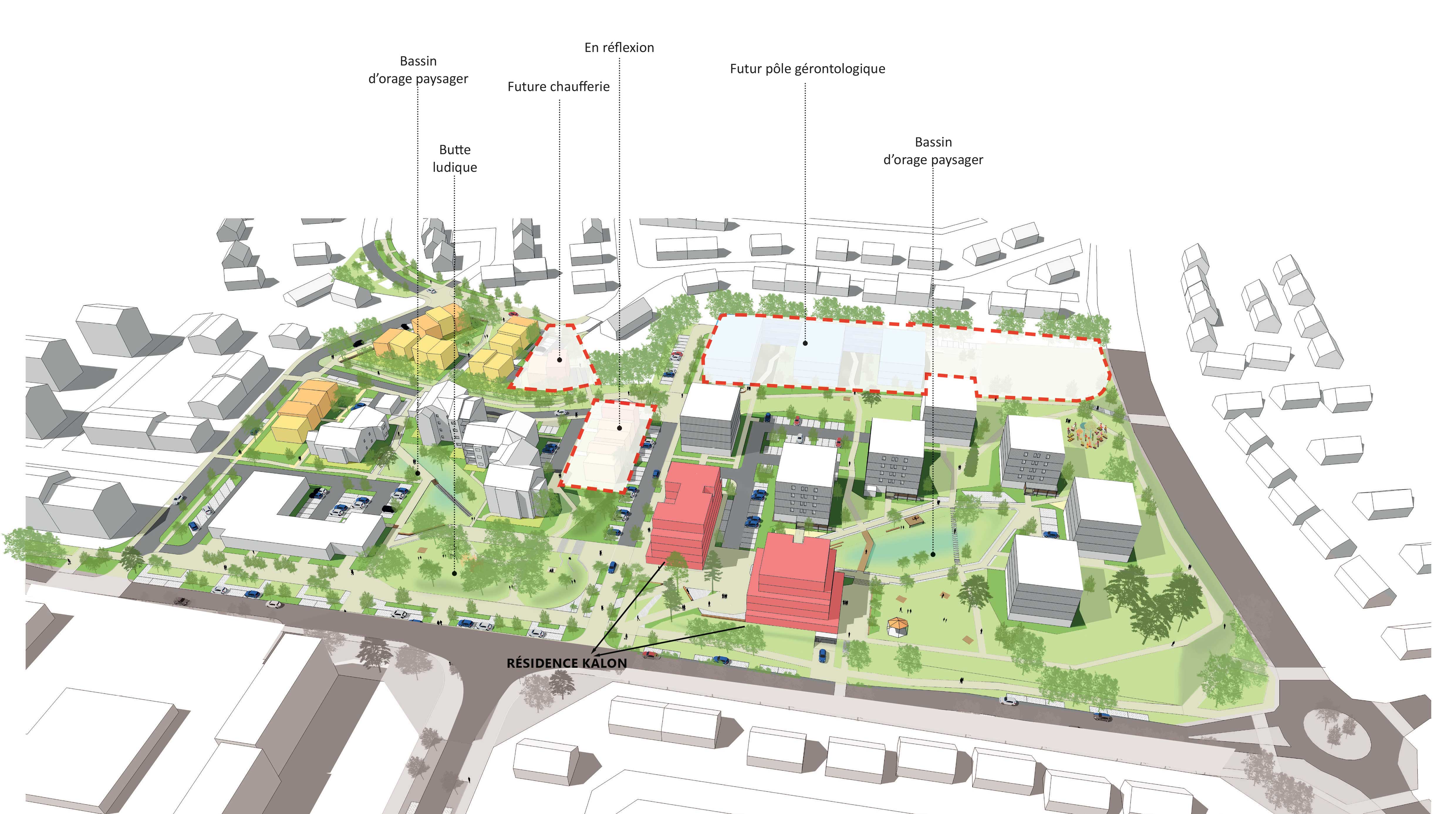 Vue 3D du projet de rénovation urbaine à Kerfrehour