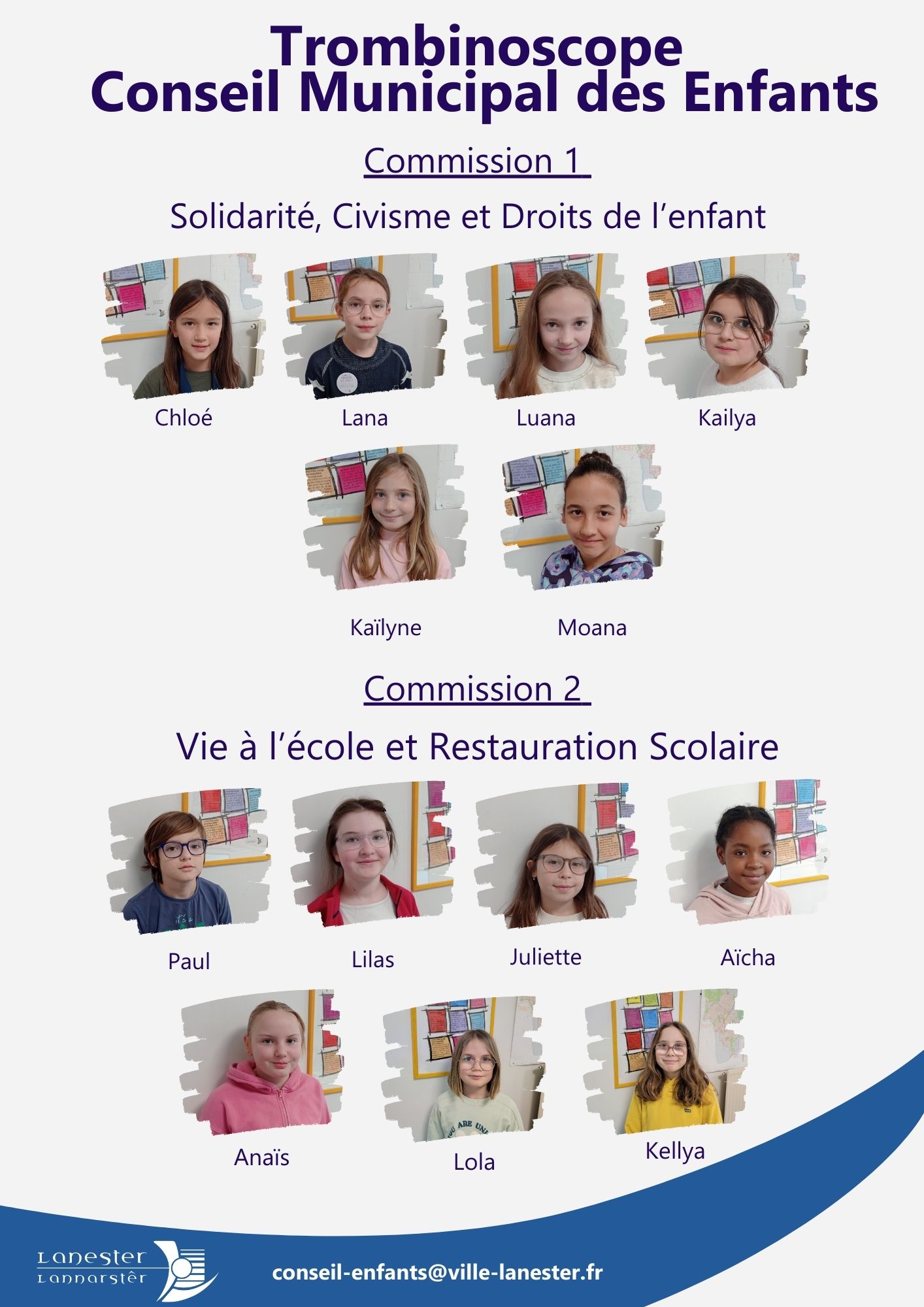 Trombinoscope conseil municipal des enfants de Lanester