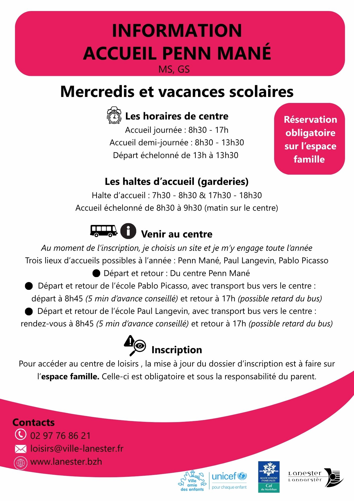 information accueil Penn Mané Lanester
