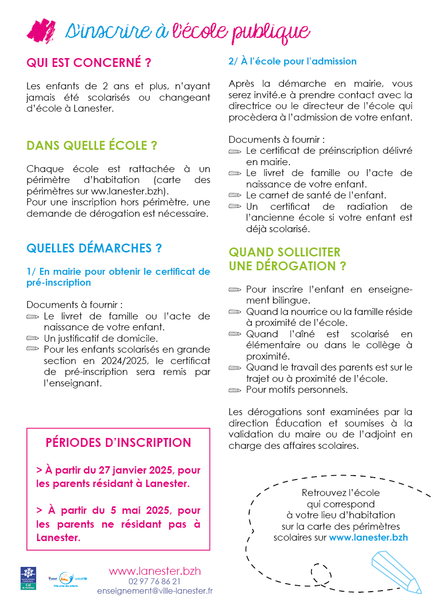 Infos inscriptions