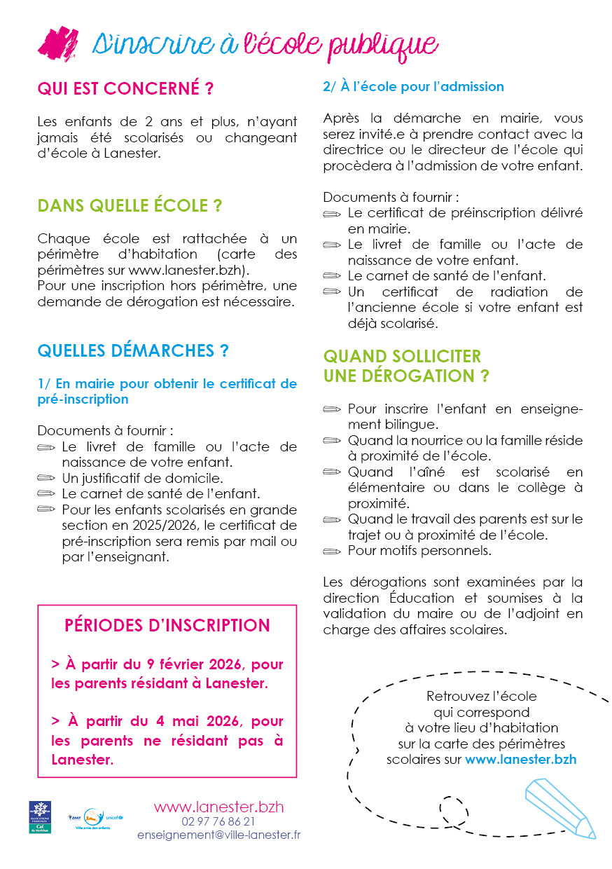 Infos inscriptions