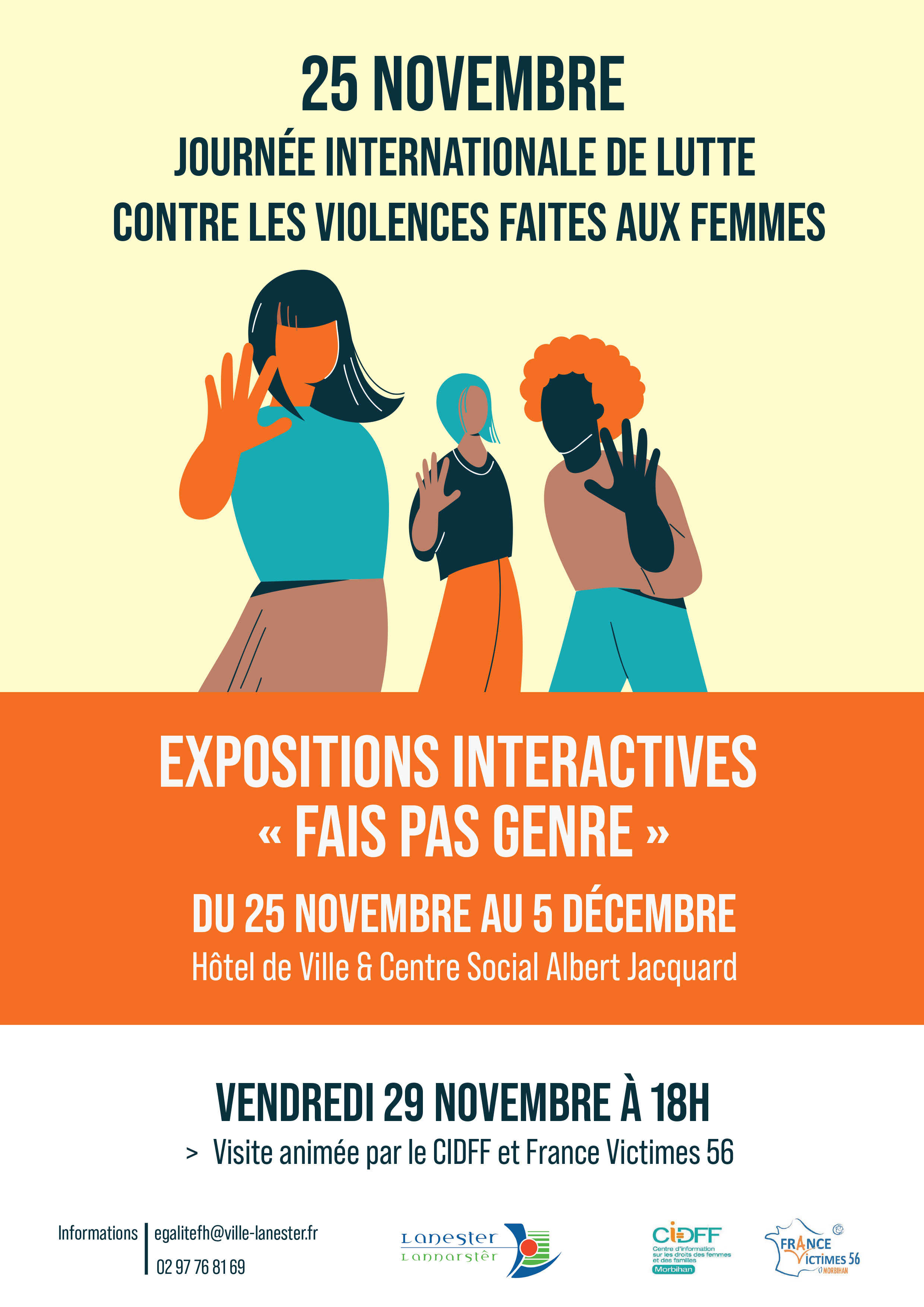 Affiche Journée internationale lutte contre les violences faites aux femmes Lanester