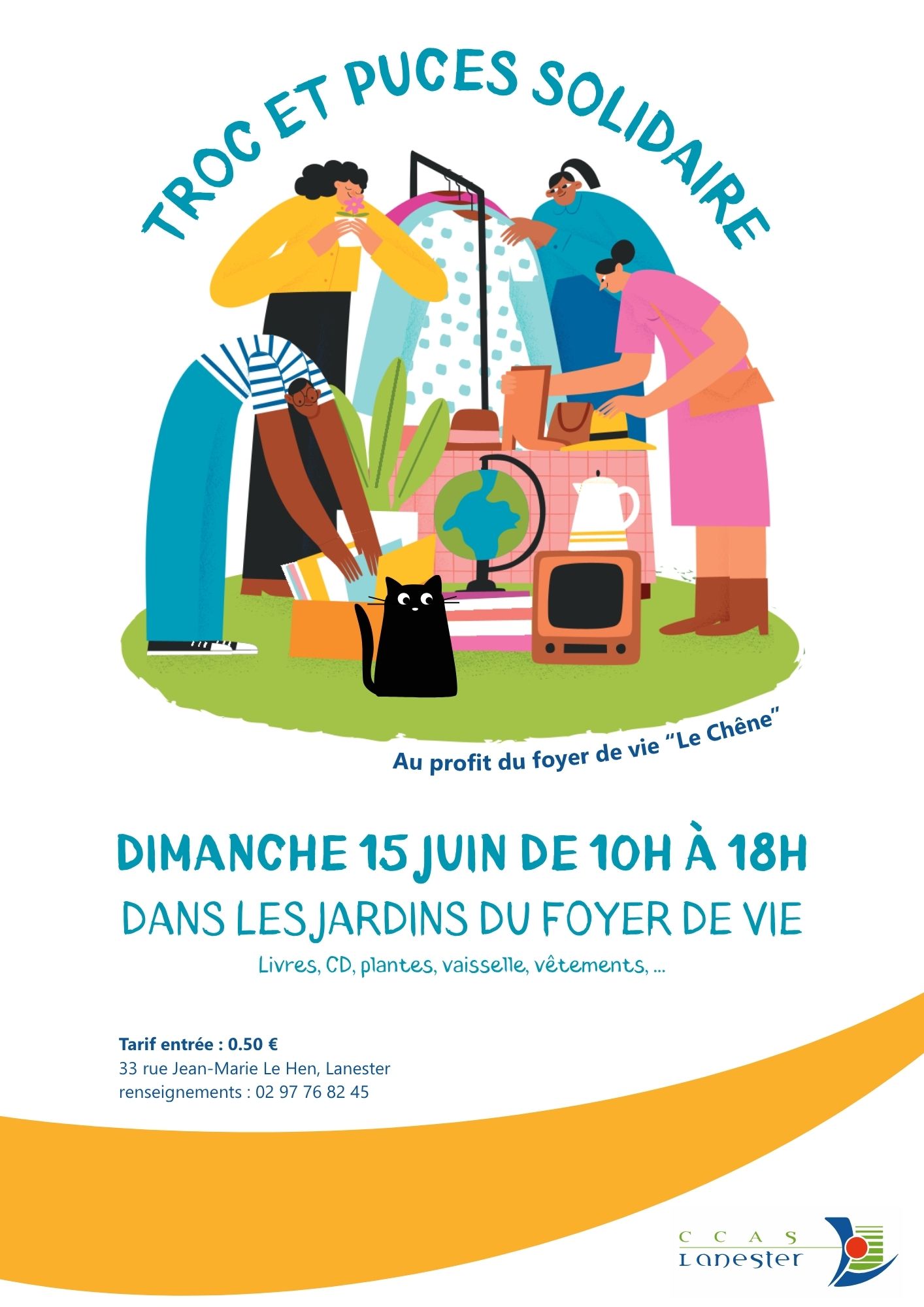affiche troc et puces foyer de vie Le Chêne à Lanester