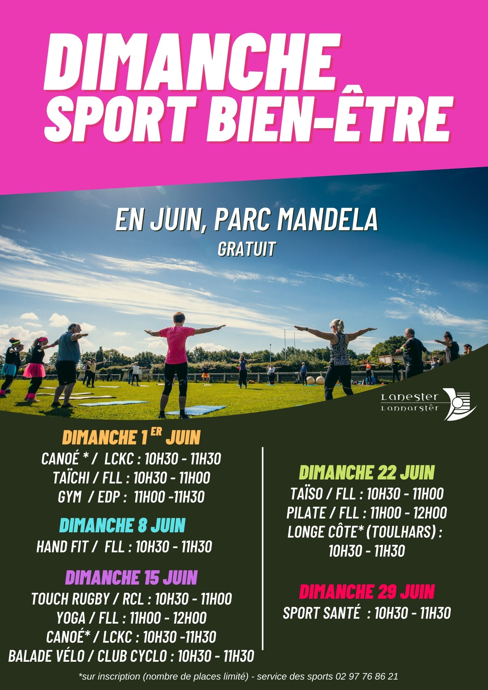 affiche dimanche sport bien-être à Lanester