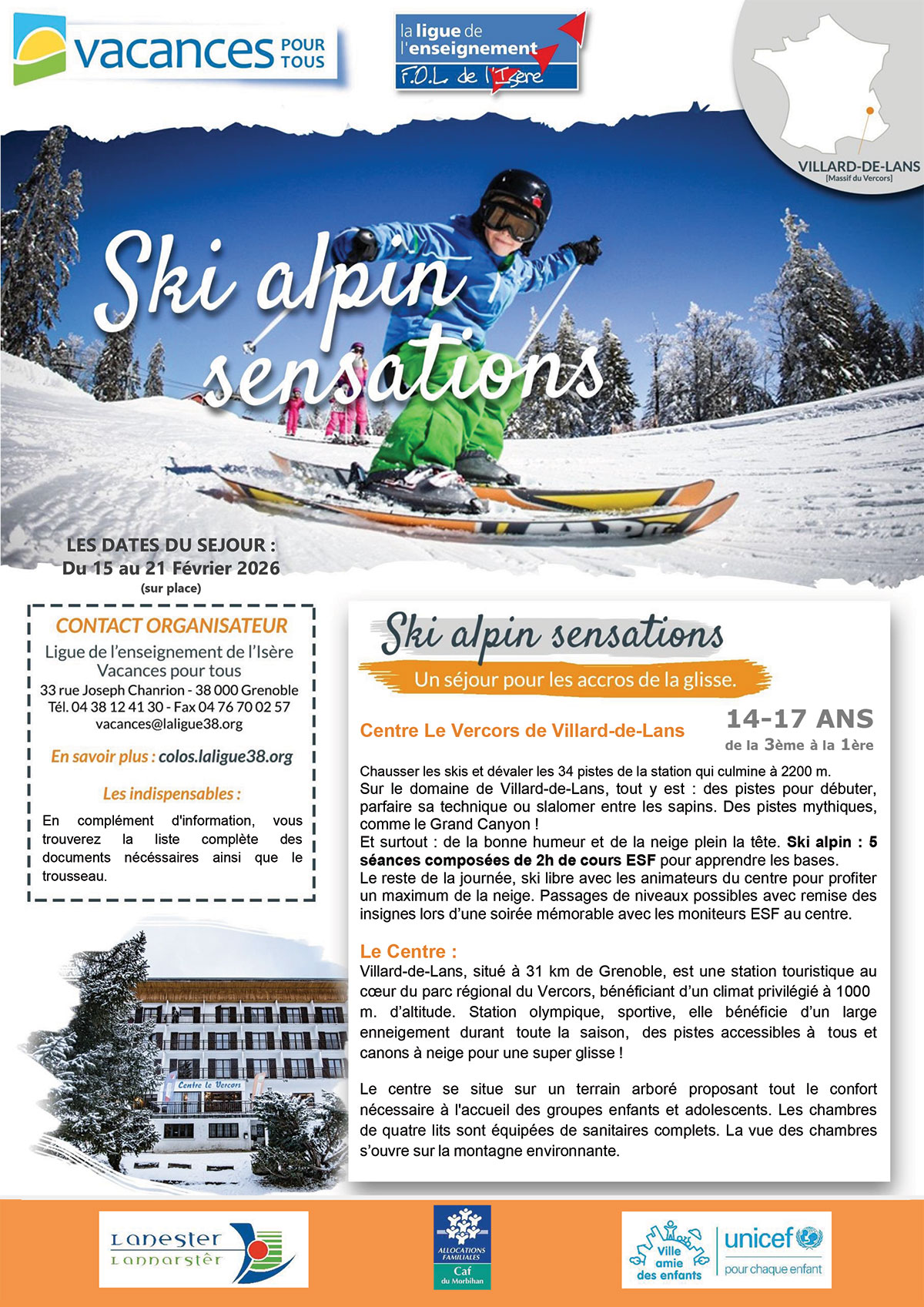 Plaquette d'information séjour neige