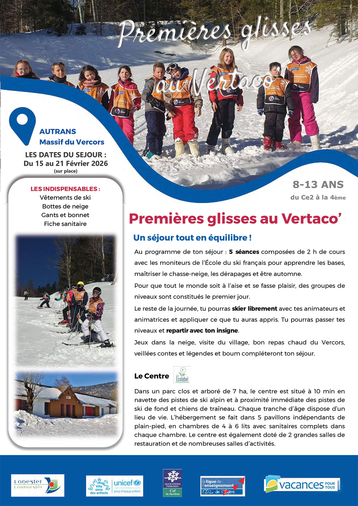 Plaquette d'information séjour neige
