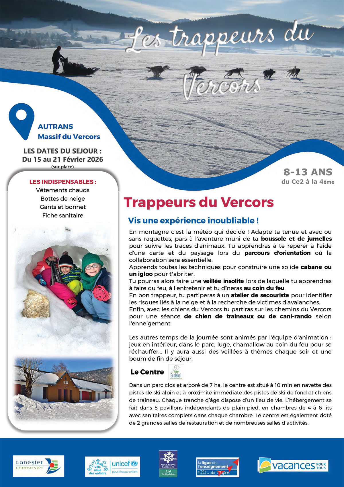 Plaquette d'information séjour neige