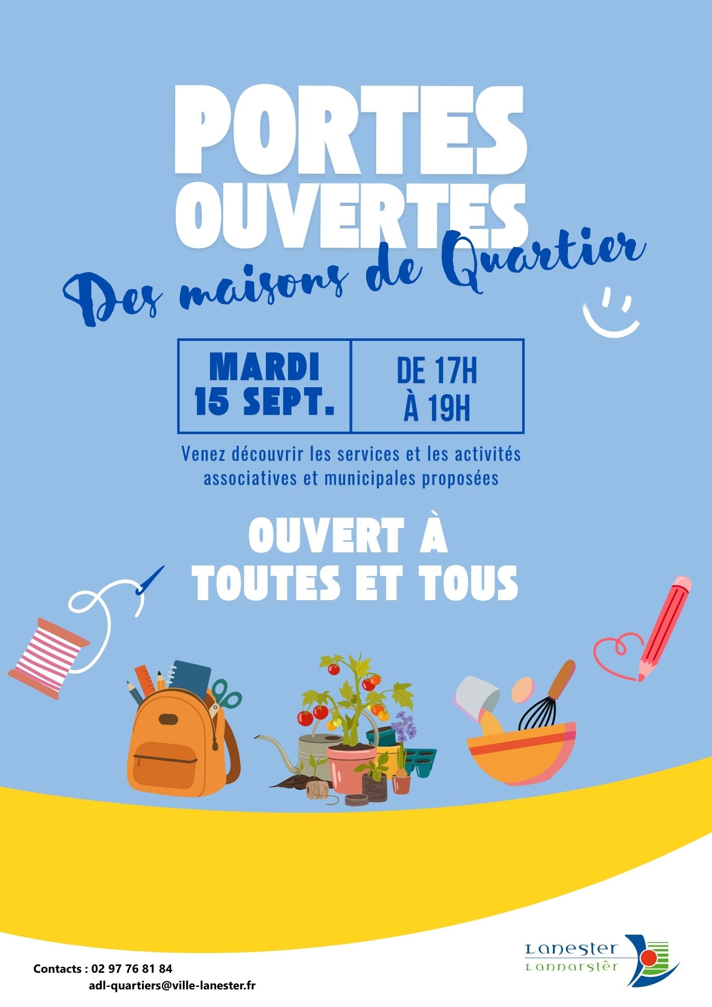 Affiche Portes ouvertes maisons de quartier à Lanester